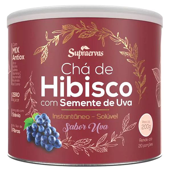 Chá de Hibisco C/Semente de Uva Sabor Uva 200g- Supraervas