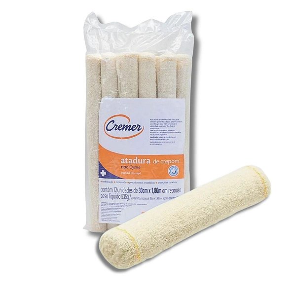 Atadura Crepom 13 Fios Tipo Cysne 30cm x 1,8m Pct C/12un - Cremer