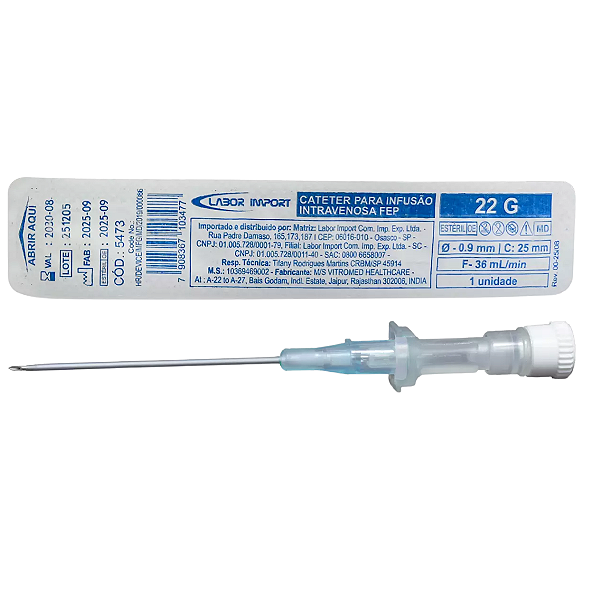 Cateter Intravenoso Periférico 22G - Unidade - Labor Import