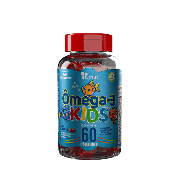 Ômega 3 Kids Sabor Cereja 60 Caps - Supralab - Supraervas