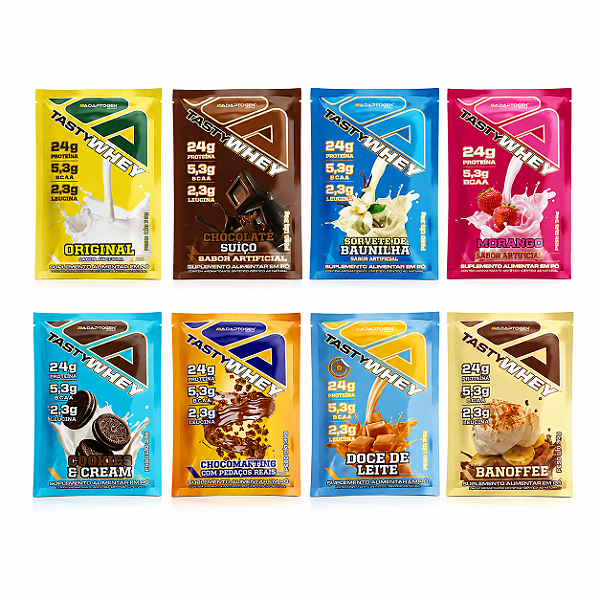Suplemento Tasty Whey 36g Adaptogen Sachê Individual Vários Sabores