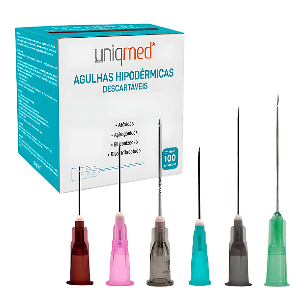 Agulha Hipodérmica Descartável com 100 Unidades – Uniqmed