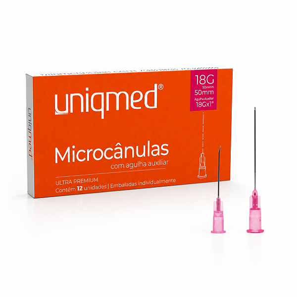 Microcânulas Uniqmed com Agulha Auxiliar Caixa com 12 Unidades