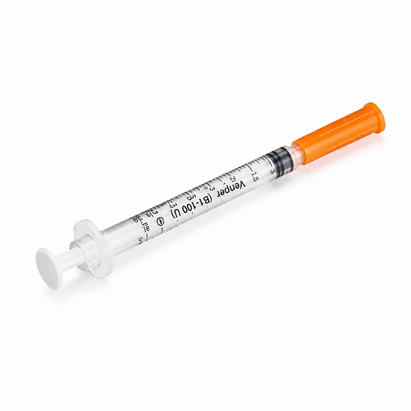 Seringa de Insulina Venper 0,3ml 30UI Agulha Fixa 6mm x 0,25mm
