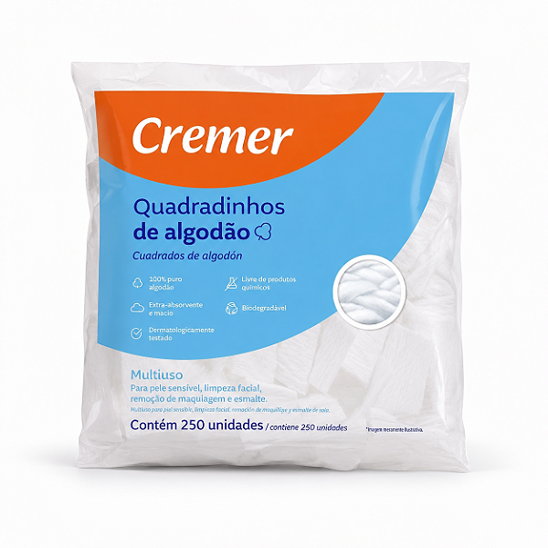 Quadradinhos de Algodão Cremer 250 Unidades