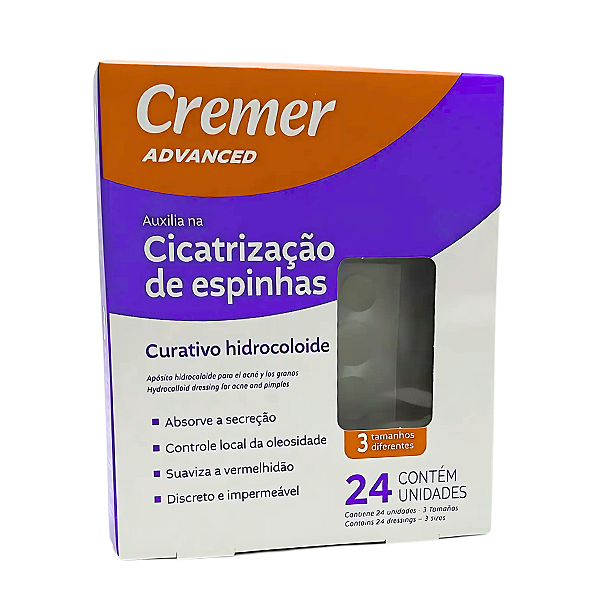 Curativo Hidrocoloide para Acnes e Espinhas (24un) - Cremer
