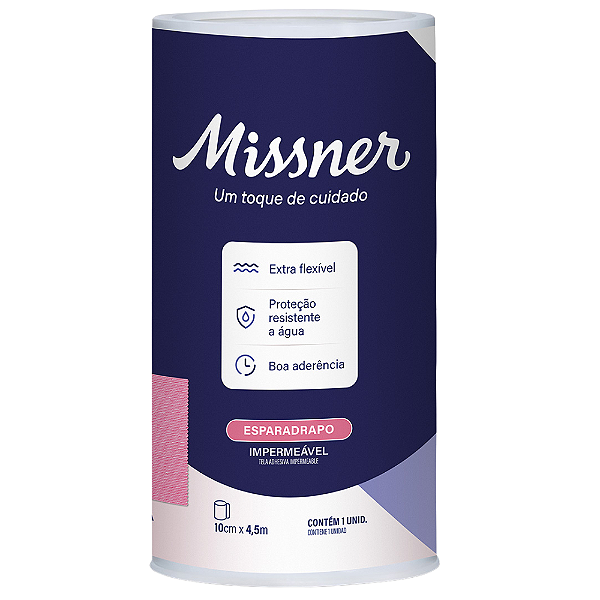 Esparadrapo Impermeável Rosa 10cm x 4,5m - Unidade - Missner