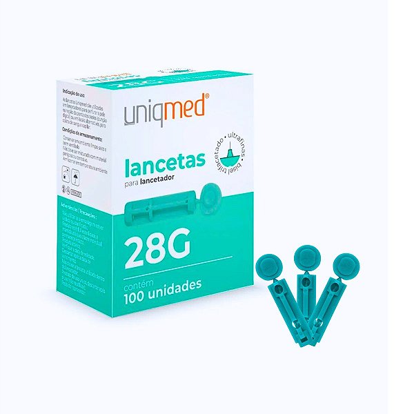 Lanceta para Lancetador 28g (100un) - Uniqmed