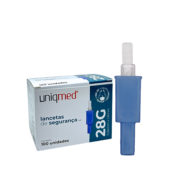 Lanceta Automática de Segurança 28g 100 Unidades - Uniqmed