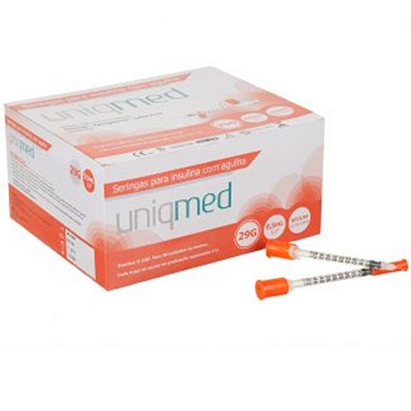 Seringa para Insulina 0,5ML com Agulha 29G 12,7x0,33mm (10UN) - UNIQMED