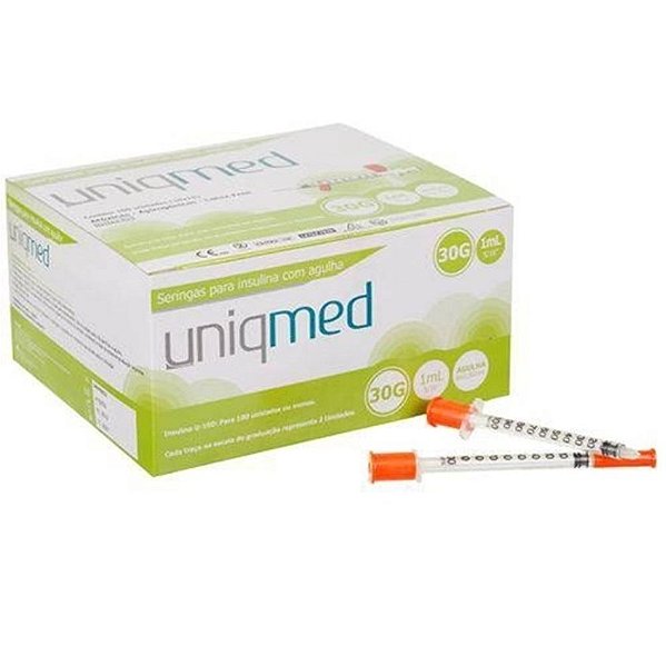 Seringa para Insulina 1ML com Agulha 30G 8x0,30mm (10UN) - UNIQMED