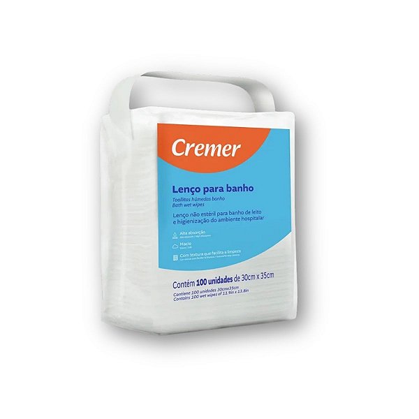 Lenço para Banho 30cm x 35cm (100 Unidades) - Cremer