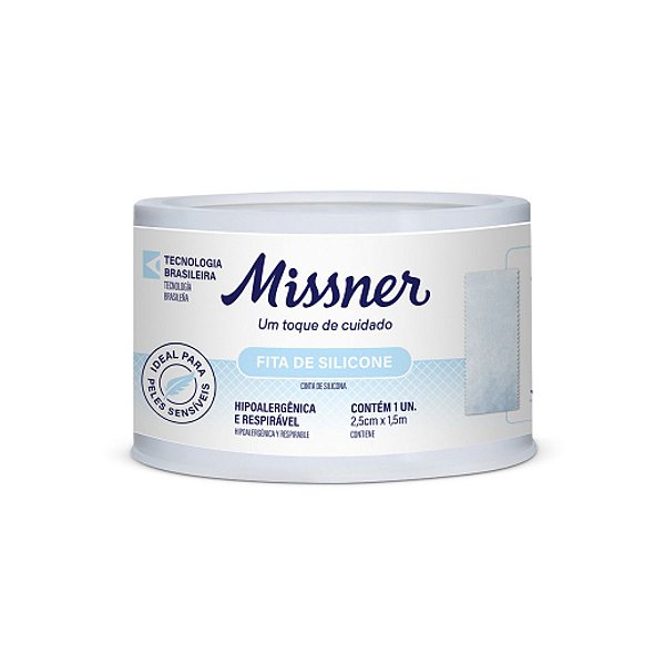 Fita de Silicone Hipoalérgica 2,5cm x 1,5m Missner - 1 Unidade