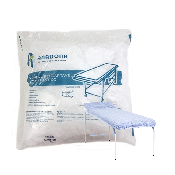Lençol Descartável Com Elástico 90cm x 2m - Pacote com 10 Unidades - Anadona
