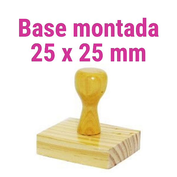 CARIMBO DE MADEIRA 25 X 25 MM MONTADO COM CABO  (SEM PERSONALIZAÇÃO) - Kit com 10 unidades