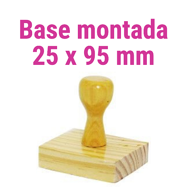 CARIMBO DE MADEIRA 25 X 95 MM MONTADO COM CABO   (SEM PERSONALIZAÇÃO) - Kit com 10 unidades