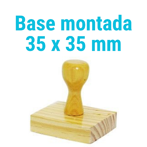 CARIMBO DE MADEIRA 35 X 35 MM MONTADO COM CABO (SEM PERSONALIZAÇÃO) - Kit com 10 unidades