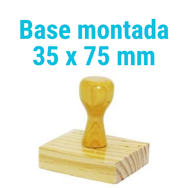 CARIMBO DE MADEIRA 35 X 75 MM MONTADO COM CABO (SEM PERSONALIZAÇÃO) - Kit com 10 unidades