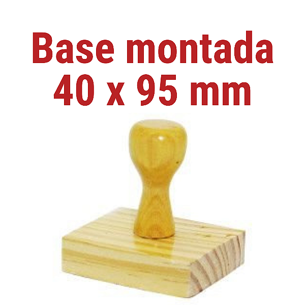 CARIMBO DE MADEIRA 40 X 95 MM MONTADO COM CABO (SEM PERSONALIZAÇÃO) - KIT COM 10 UNIDADES