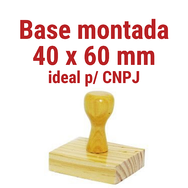 CARIMBO DE MADEIRA 40 X 60 MM (CNPJ) MONTADO COM CABO (SEM PERSONALIZAÇÃO) - Kit com 10 unidades