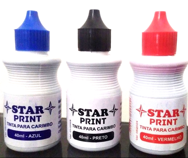 INSUMOS TINTA PARA ALMOFADA STAR AZUL / PRETO / VERMELHO 40 ML