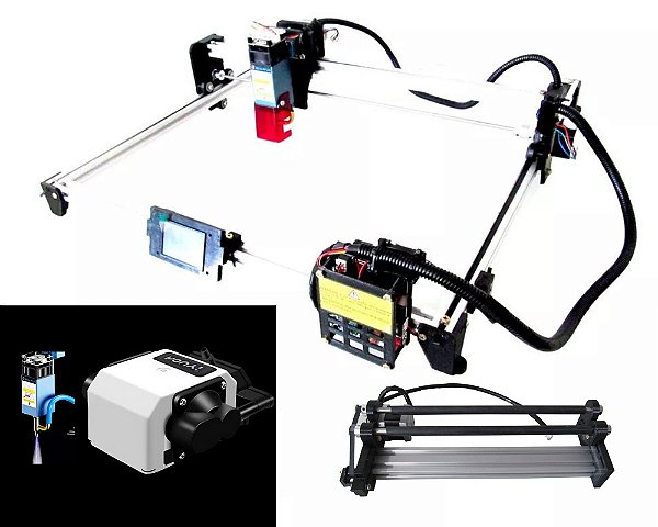 Gravadora E Corte Laser 80w de consumo e 10w Real 42x42cm S10 C/ Compressor Siquer e Eixo giratório