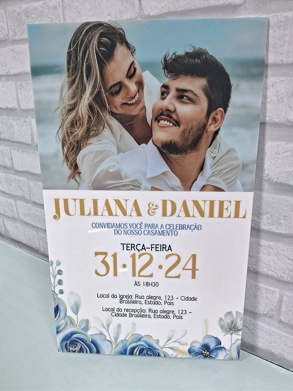 Placa de Acrílico Branco para casamento