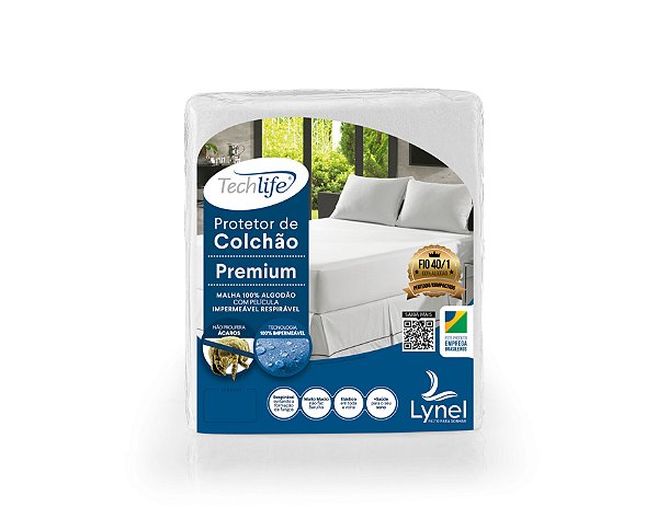 Protetor de Colchão Solteiro Impermeável 100% algodão Tech Life Premium - Lynel