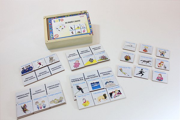 Loto das Orações e Sujeitos com 4 Cartelas e 24 Peças
