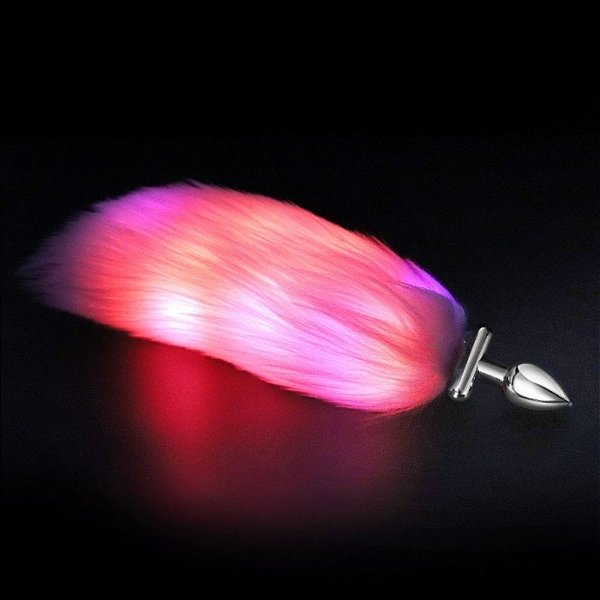 PLUG ANAL COM CAUDA ILUMINADA TAMANHO P REF: MPA1407 COR BRANCO