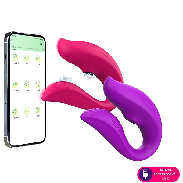 VIBRADOR CASAL POR AOLICATIVO RECARREGAVEL 10 MODOS DE VIBRAÇÕES MLPP3305