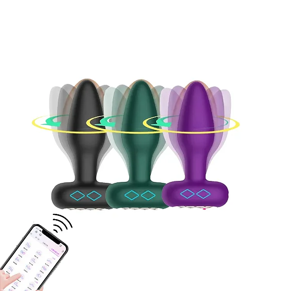 PLUG ANAL EM SILICONE GIRATÓRIO POR APLICATIVO COM ROTAÇAO 360° MLPP6082