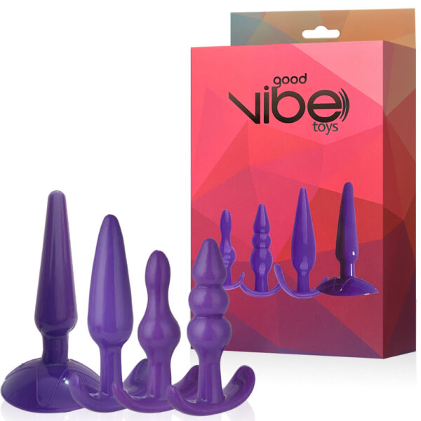 KIT PLUG ANAL EM SILICONE 4 PEÇAS