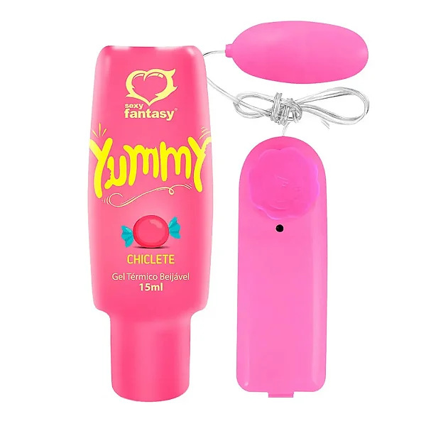 DUPLINHA DO PRAZER YUMMY GEL TERMICO BEIJAVEL + VIBRAMOR BULLET CAPSULA COM FIO