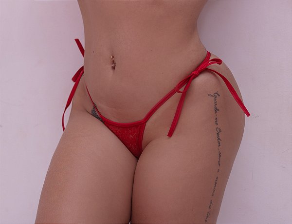 CALCINHA MARIDO APRESSADO TODA ABERTA COM AMARRAÇÃO LATERAL COR VERMELHA REF4.321