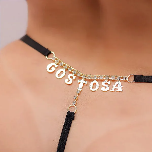 CALCINHA SEXY FRASE GOSTOSA PRETA