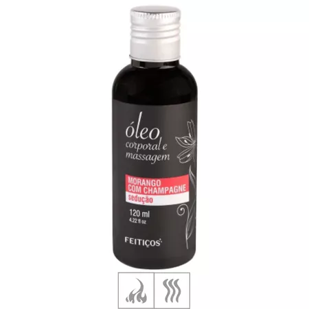ÓLEO CORPORAL E MASSAGEM 120ML FEITIÇOS MORANGO COM CHAMPANHE