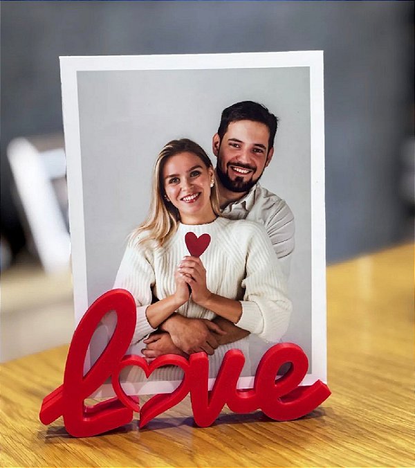 Porta Retrato Love 3D Vermelho