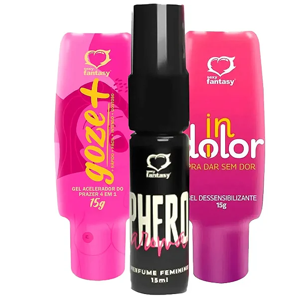 KIT CLIMA DE SEDUÇÃO COM PERFUME PHERO EXCITANTE 4X1 GOZE + GEL INDOLOR