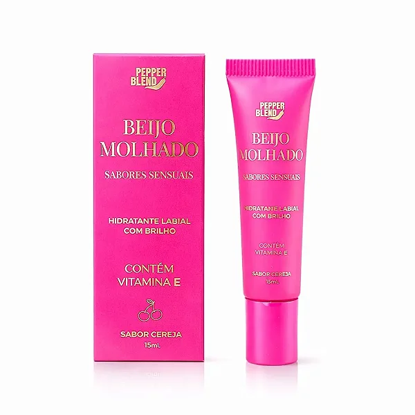 HIDRATANTE LABIAL BEIJO MOLHADO COM BRILHO E VITAMINA E SABOR CEREJA 15ml Pepper Blend