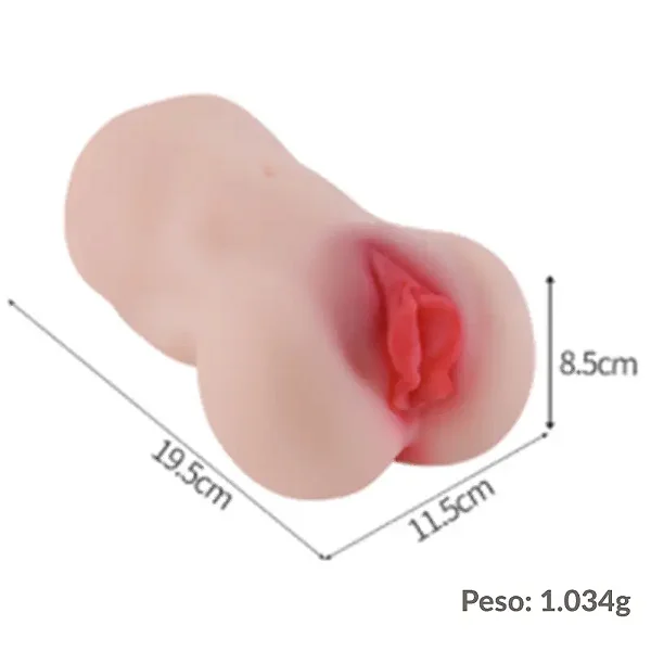 MASTURBADOR MASCULINO COM DOIS ORIFICIOS PENETRAVEIS  MLAN1355  19,5 cm x Largura: 11,5 cm x Altura: 8,5 cm