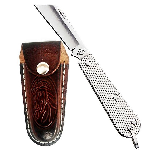 Canivete Rog Inox 3 1/8" com Bainha de Couro
