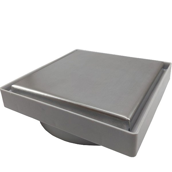 Ralo Oculto Sifonado 15x15 Tampa Inox - Cinza Claro