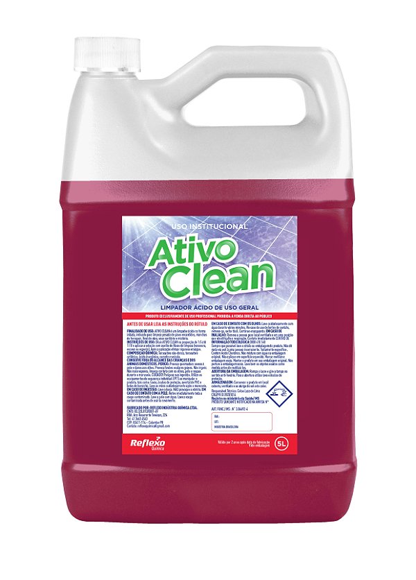 Limpador ácido de uso geral Ativo Clean - 5 Litros