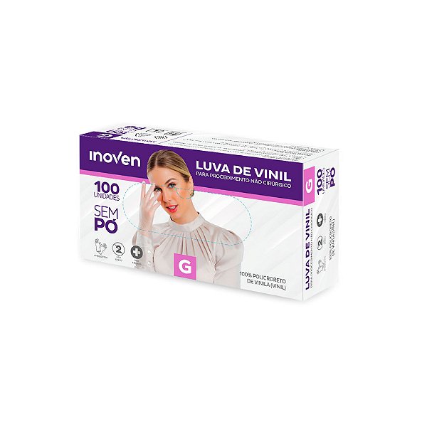 Luva para procedimento Vinil SEM pó 100 unidades