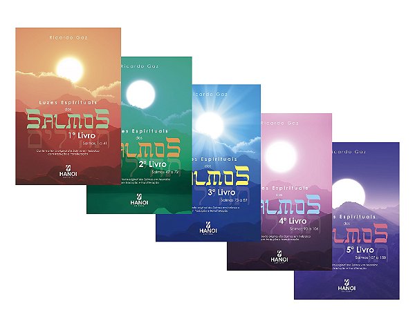 LUZES ESPIRITUAIS DOS SALMOS, conjunto completo com todos os 5 volumes (contém o texto original dos Salmos em hebraico com tradução e transliteração) - Ricardo Gaz
