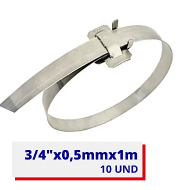 Cinta Regulável para Poste (CRP) Aço Inox 430 3/4" (19,05mm) x 0,5mm x 1m (Kit C/ 10)