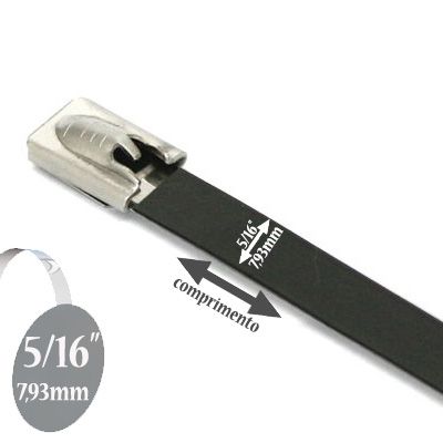 Abraçadeira Auto travante de Aço Inox 316, Revestida com Termocontrátil, Largura: 5/16'' (7,93mm)