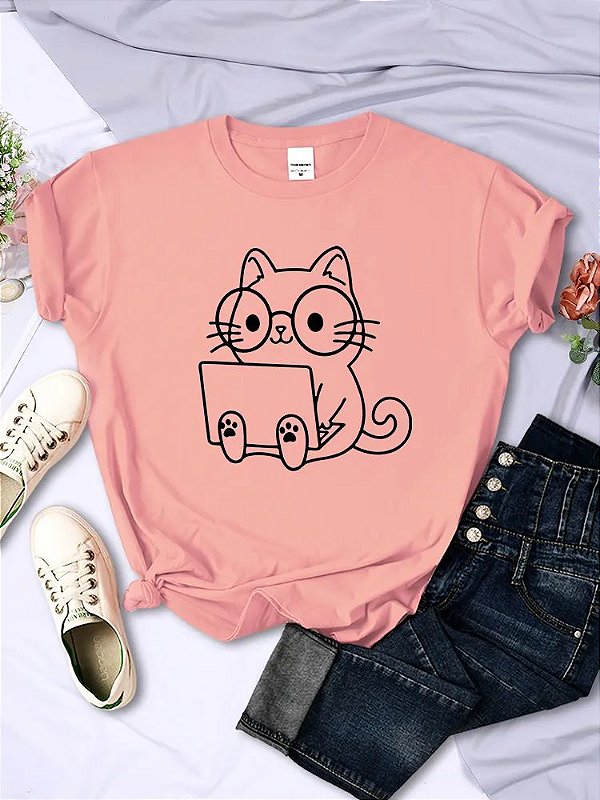 Camisetas manga curta Tshirt  Cat Sketches - Amo pets