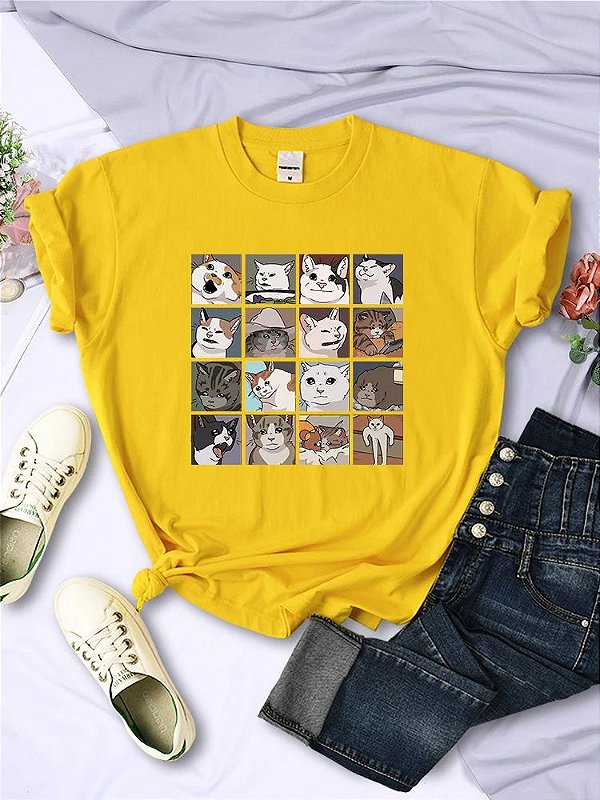 Camisetas estampadas desenhos gatinhos gatos